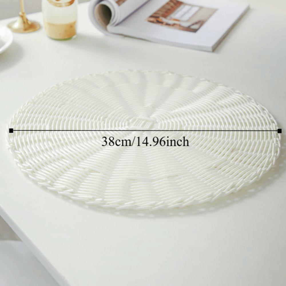 Imitation Rattan Woven Placemats Round Coaster Pastoral Tableware Mat Living Room