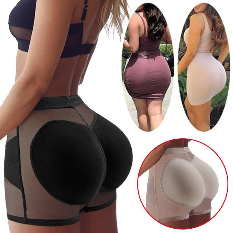 Mutandine Push Up Con Imbottitura In Silicone Per Glutei - Vita Alta Modellante Con Pizzo - Beige