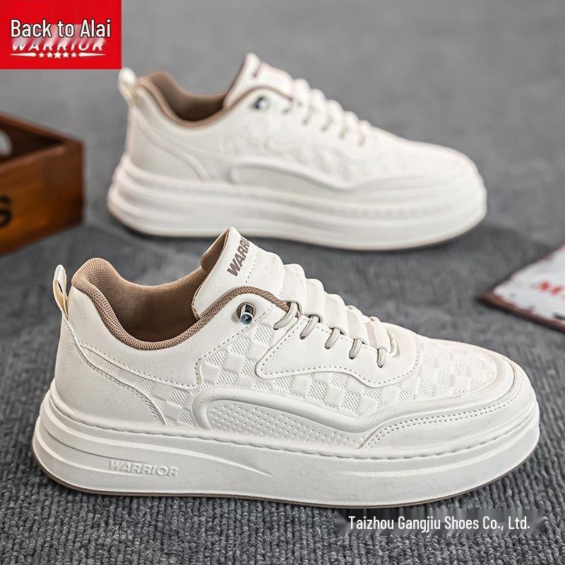 Warrior Men s Lightweight Autumn Sneakers: Versatile, Thick-Sole White Casual Skate Shoes 40