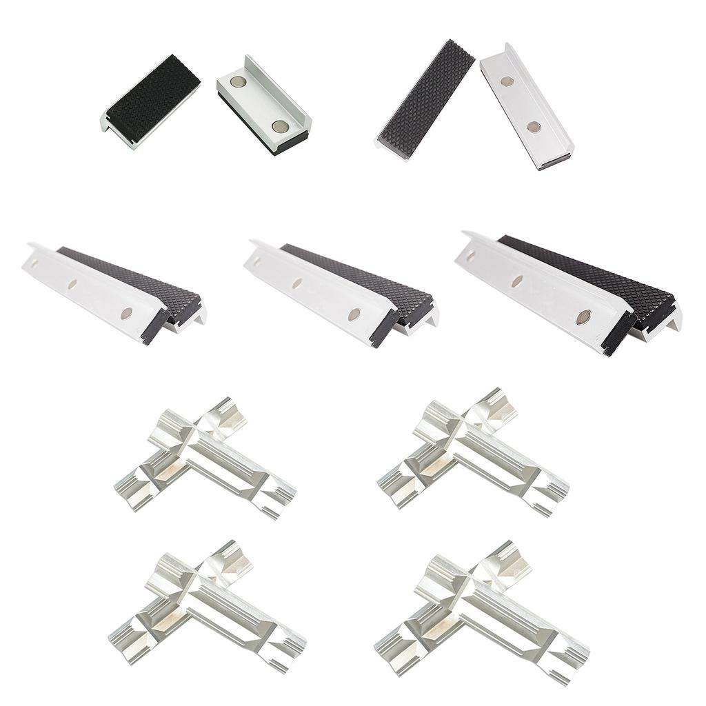 2Pcs Vise Jaw Pad Soft Magnetic Vise Jaw Pad Aluminum Multipurpose Jaw Protectors Metal Clamps Jaw Flat Cover Silver Jaw
