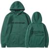 Men's and women's fleece sweater plain letter print pocket drawstring print hoodie
