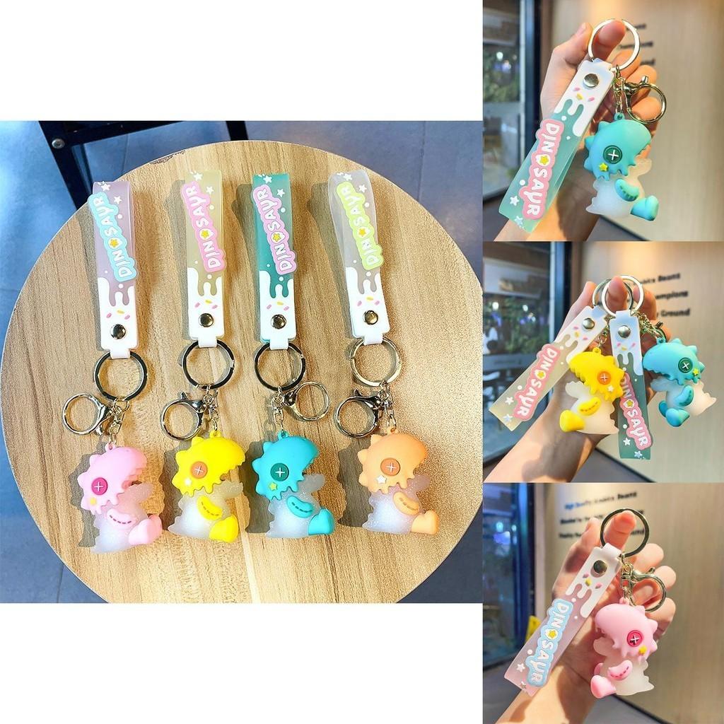 Entzückender Eisdinosaurier Schlüsselanhänger Weiches Gummi Zubehör Für Taschen Und Autos