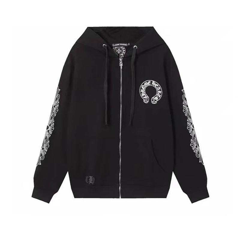 845 CHROME HEARTS 2025 Autumn and Winter New Plus Size Classic Style Logo Zipper Hooded Sweatshirt, Suitable for Couples to Wear