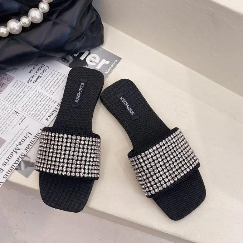 Fashion Fashion Shoes for Women 2025 New Open Toe Women's Slippers Crystal Daily Slippers Women Summer Best Seller Flat Slippers Zapatos