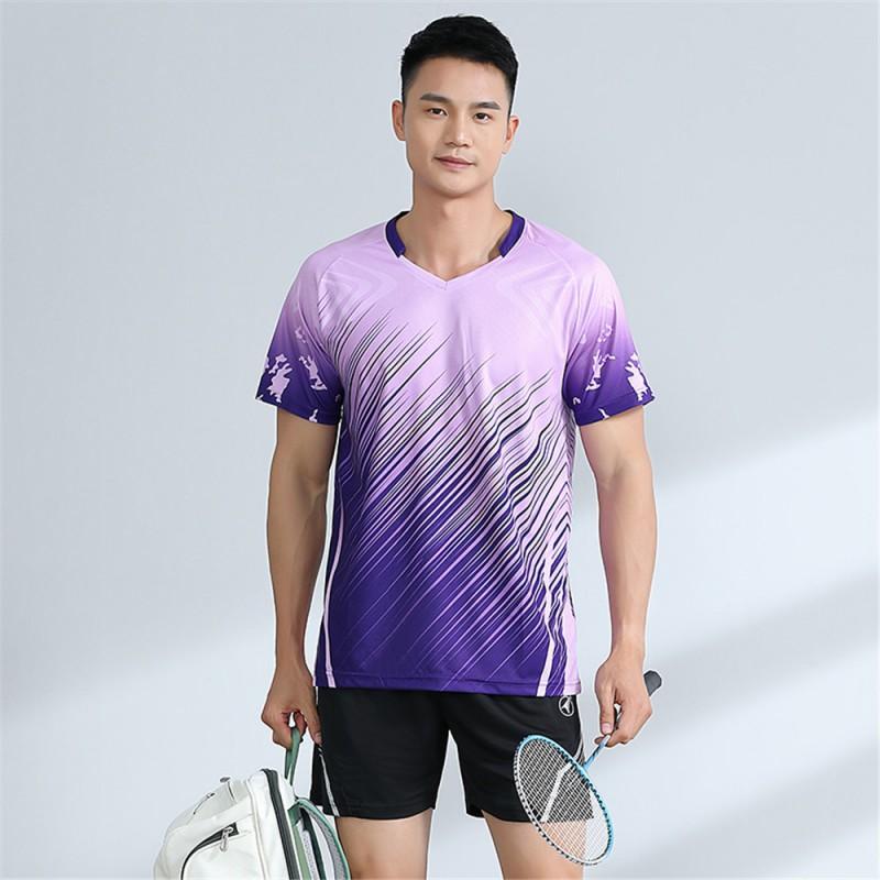 Unisex Badminton Sport Set Short Sleeve Top Shorts Men Women Kids Athletic Wear