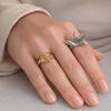 Geometric Leaf Shape Ring Korean Style Punk Finger Ring Vintage Exaggerated Ring  Couple