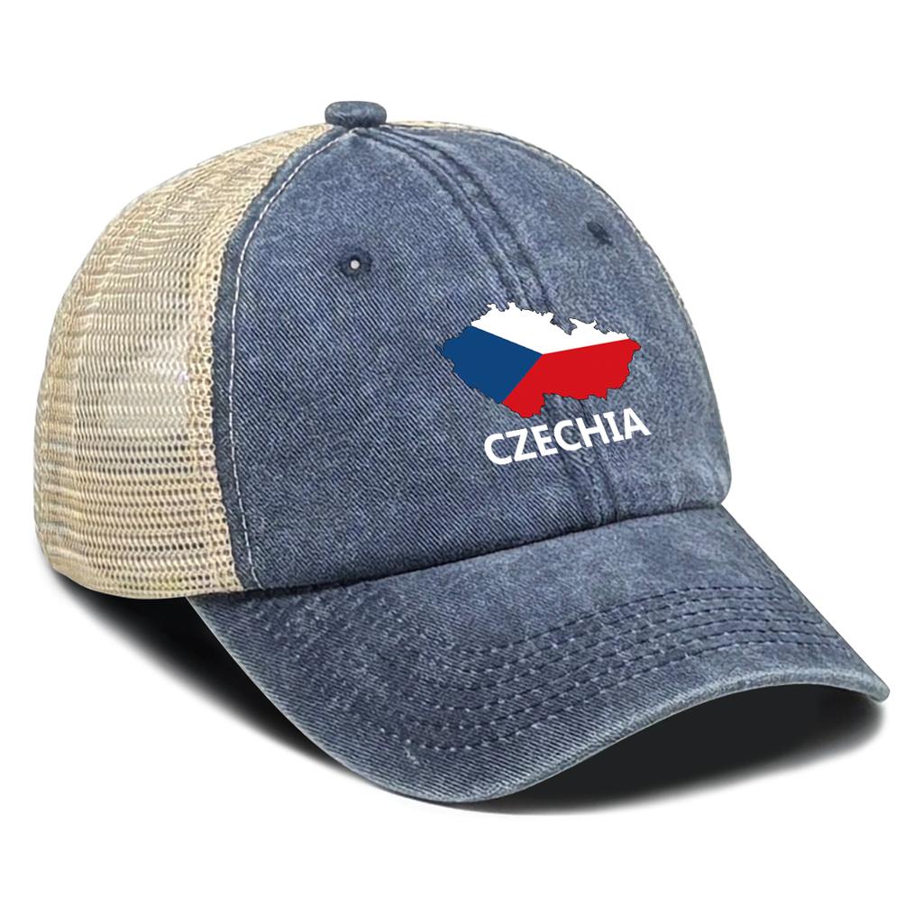 Verstellbare Netzmütze Sonnenhut Tschechien Karte Flaggen Kappen Für Frau Retro Stilvoll Snapback Truckerhut Ideale Wahl Für Street Wear