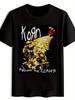 Korn Graphic T-shirt - Retro Rock Band Design with Ladder & Red Figure