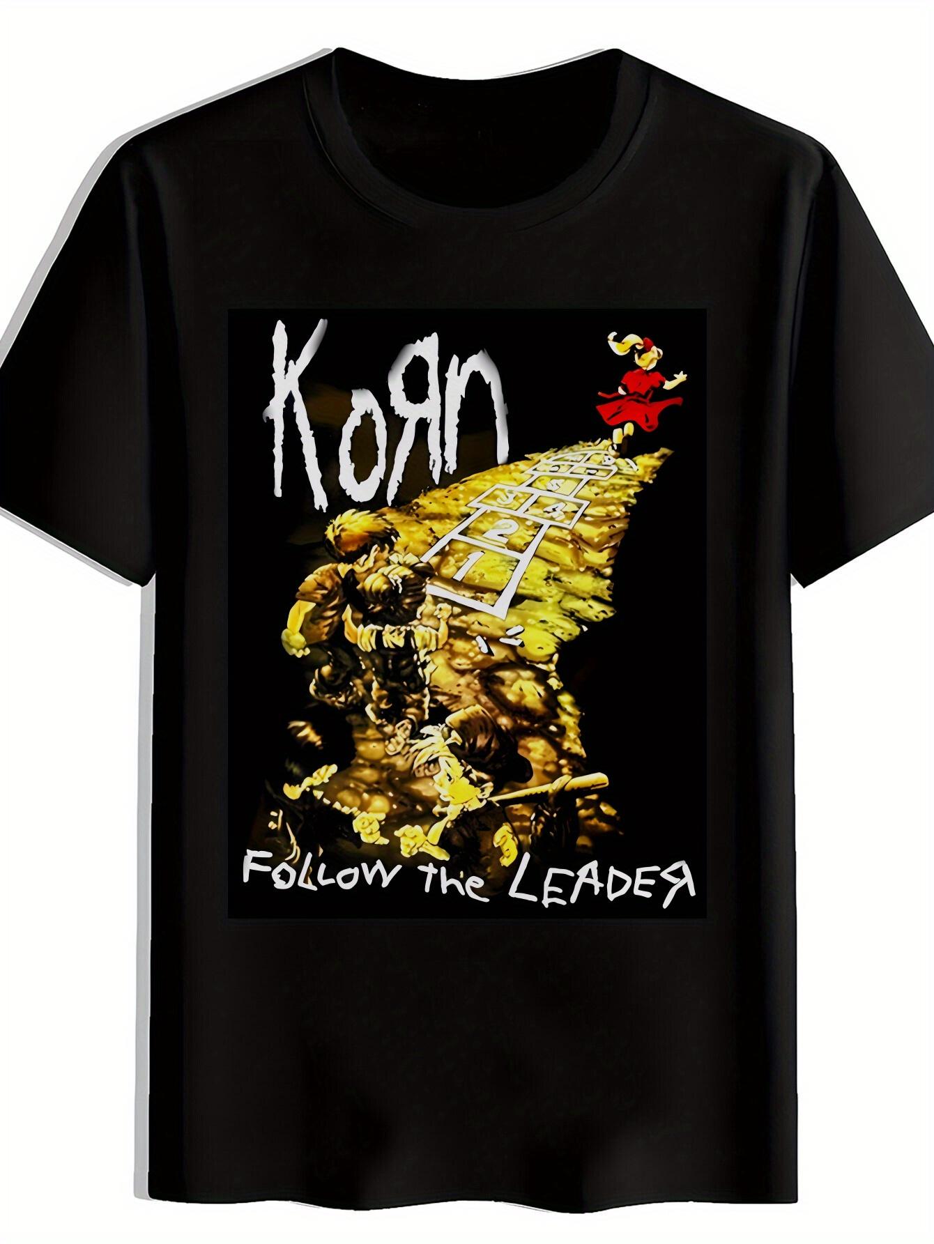 Korn Graphic T-shirt - Retro Rock Band Design with Ladder & Red Figure XXL
