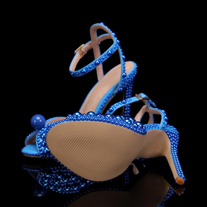 Fashion Star style Luxury Pearls Crystal Peep Toe Women Sandals Fashion Summer High heels Gladiator Sandals Wedding Party Bridals Shoes