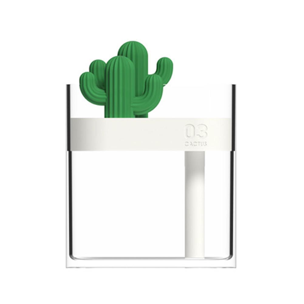 Mini Cartoon Cactus Shape USB Rechargeable Air Humidifier with Night Light Transparent color