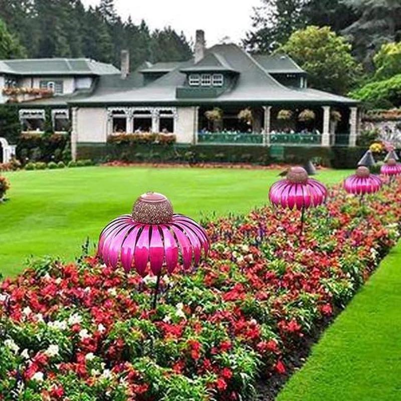 Hrănitor pentru păsări floare con Artă de grădină exterioară Hrănitor metalic pentru păsări cu suport Promovare Volieră Hrănitor pentru păsări de fereastră Loc de joacă pentru păsări