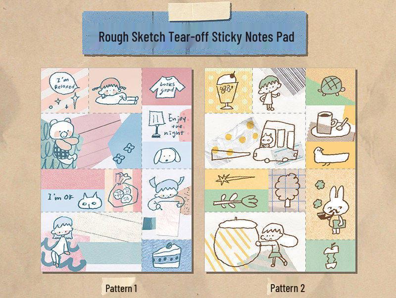 Zhuo Da Wang Tear-Off Sticky Notes: Hand-Tear Ant Line Paper for Journal Collage and Scrapbooking.