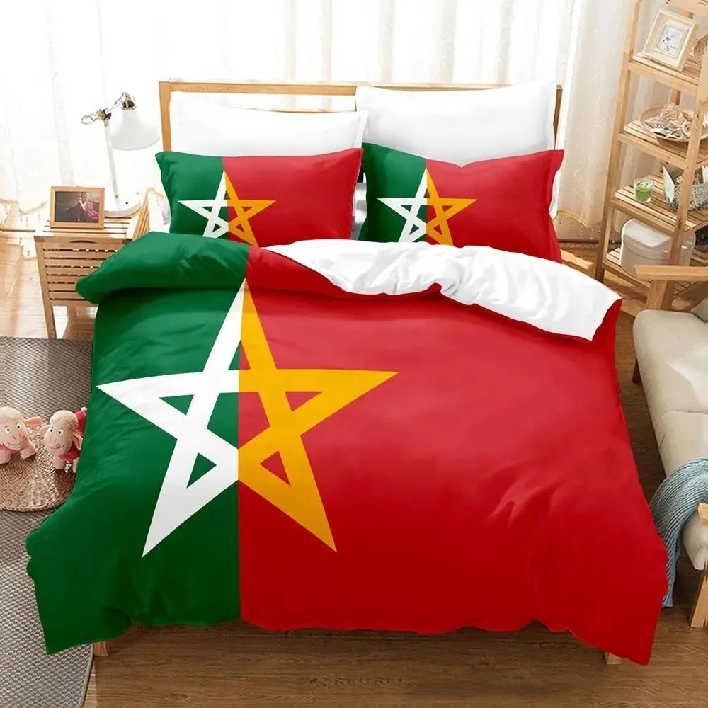 

3D Print Morocco Flag Bedding Set Boys Girls Twin Queen Size Duvet Cover Pillowcase Bed Kids Adult Fashion Home Textileextile 70x133cm 2pcs