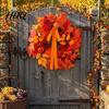 Thanksgiving Dekorationsgirlande für Eingang Herbst Ahornblatt Kürbis Kranz, Künstliche Beeren Ernte Türhänger Herbstlaub Veranda Thanksgiving,