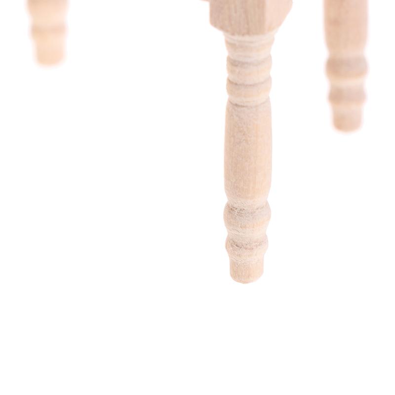 1/12 Dolls Miniature Furniture Wooden Unpainted Dining Chair For Dollhouse