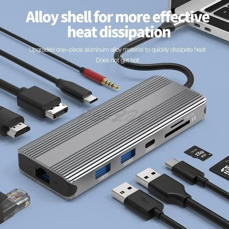 8K Ultra HD Type-C Dock HDMI 2.1+DP1.4 Multi Screen Display Ten In One USB Hub Expander