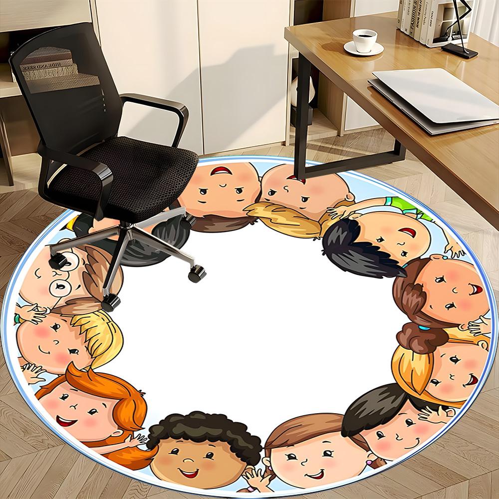 1 buc Covoraș Rotund cu Ilustrație pentru Scaun de Birou, Pătură Moale din Flanelă, Perfect pentru Birou, Crăciun, Paște