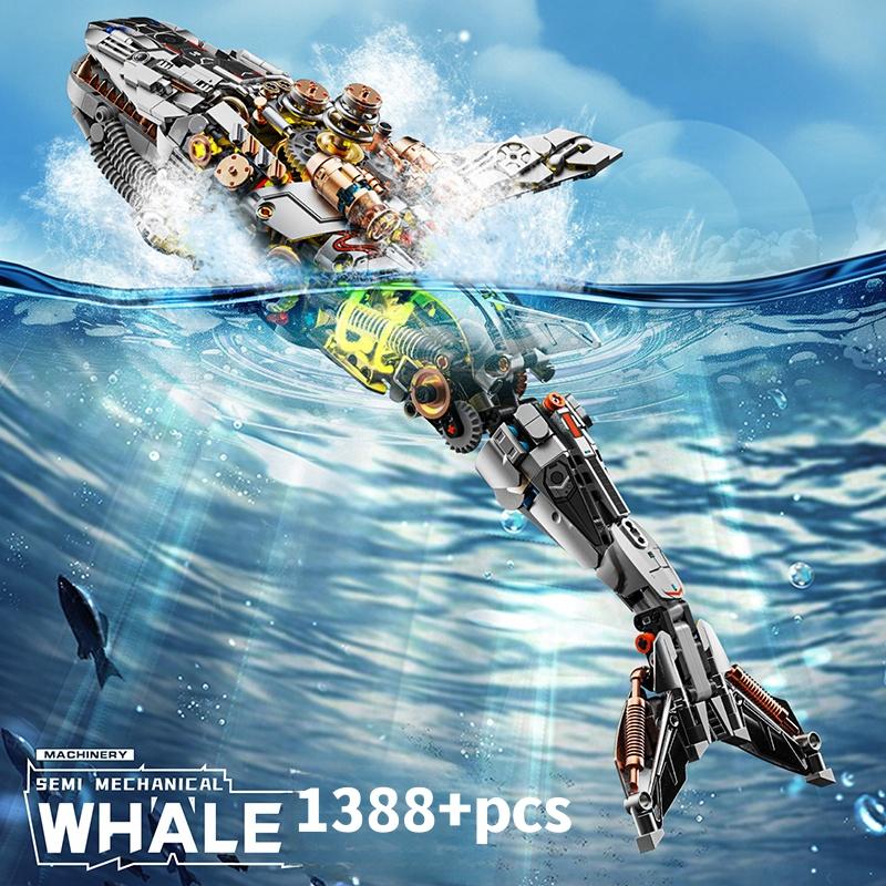 Creative Technical Mechanical Whale Eagle Animal World Building Blocks Bricks Birds Model Kid Assembly Toy for Birthday Gifts