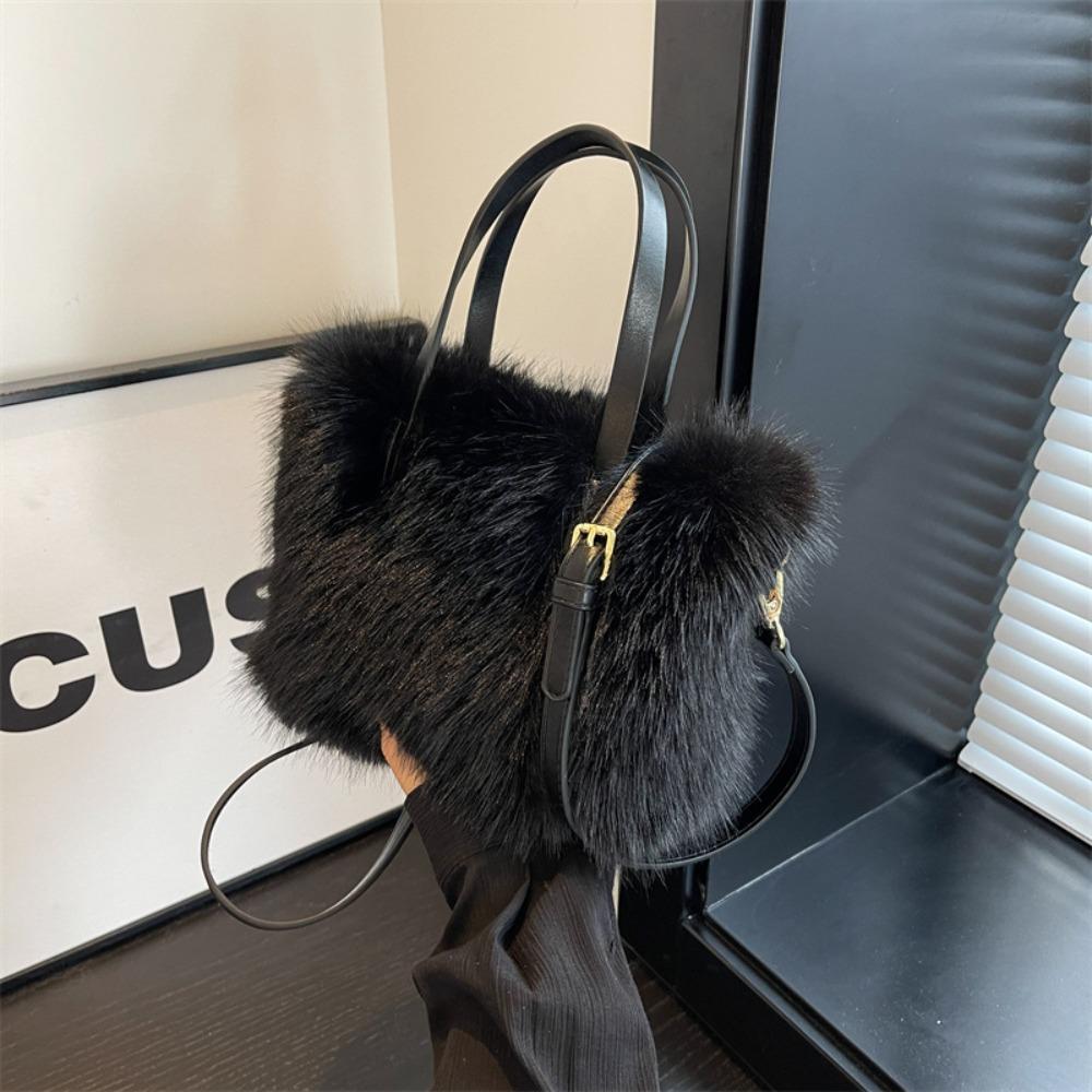 Fashion Faux Fur Ladies Shoulder Bag Soft Fluffy Female Crossbody Bag Handbag Square Luxury Tote Bag for Women