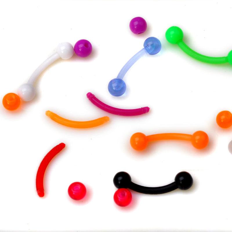 10Pcs Mixed Colorful Flexible Silicone Barbell Stud Tongue Ring Ball Bars Belly Navel Rings Stud Body Piercing Jewelry