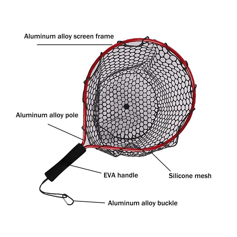 Portable Fishing Nets Ultralight Aluminum Alloy Silicone Wear Resistance Mesh Hand Dip Casting Landing Net For Fly Fishing