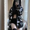 Extra Large Skull Print Long-Sleeve Hoodie Cardigan for Autumn/Winter