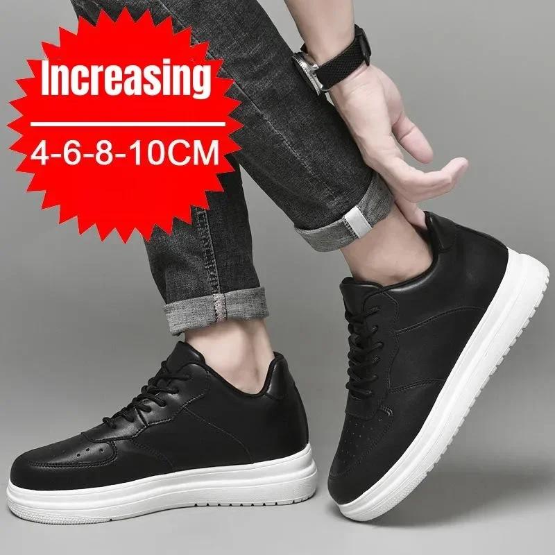 Neue Schuhe mit Höhenerhöhung für Herren 10cm Unsichtbare Elevator-Sneaker Weißes Leder Sport Zapatillas De Hombre Große Größe 46