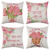New Mother's Day Series Linen Pillowcase Car Sofa Lumbar Pillow Cushion