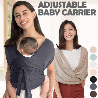 Adjustable Baby Sling Summer Grid Wrap Carrier Pouch Infant Birth Breastfeeding