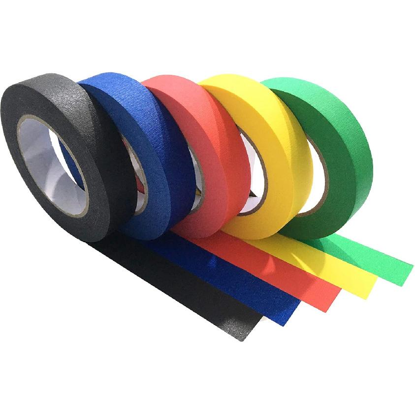Assorted Color Tape for Crafting, 1 inch by 60 Yards, 5 Rolls, Colorful Masking and Washi Style Adhesive, Arts, Crafts, DIY Projects, Labeling,