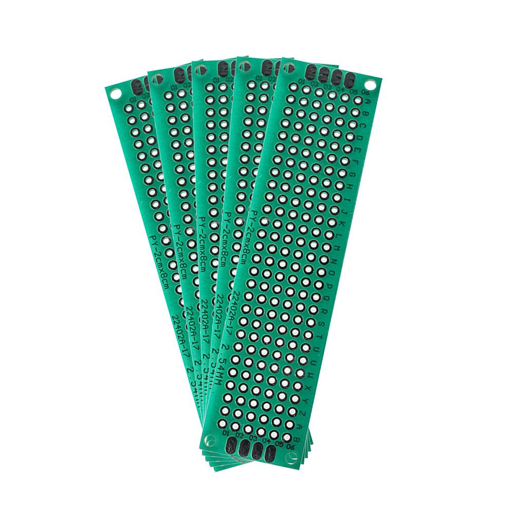 

5PCS 2*8CM PCB Board Одностороння прототипна плата Green DIY Universal Circuit Board Electronic Kit