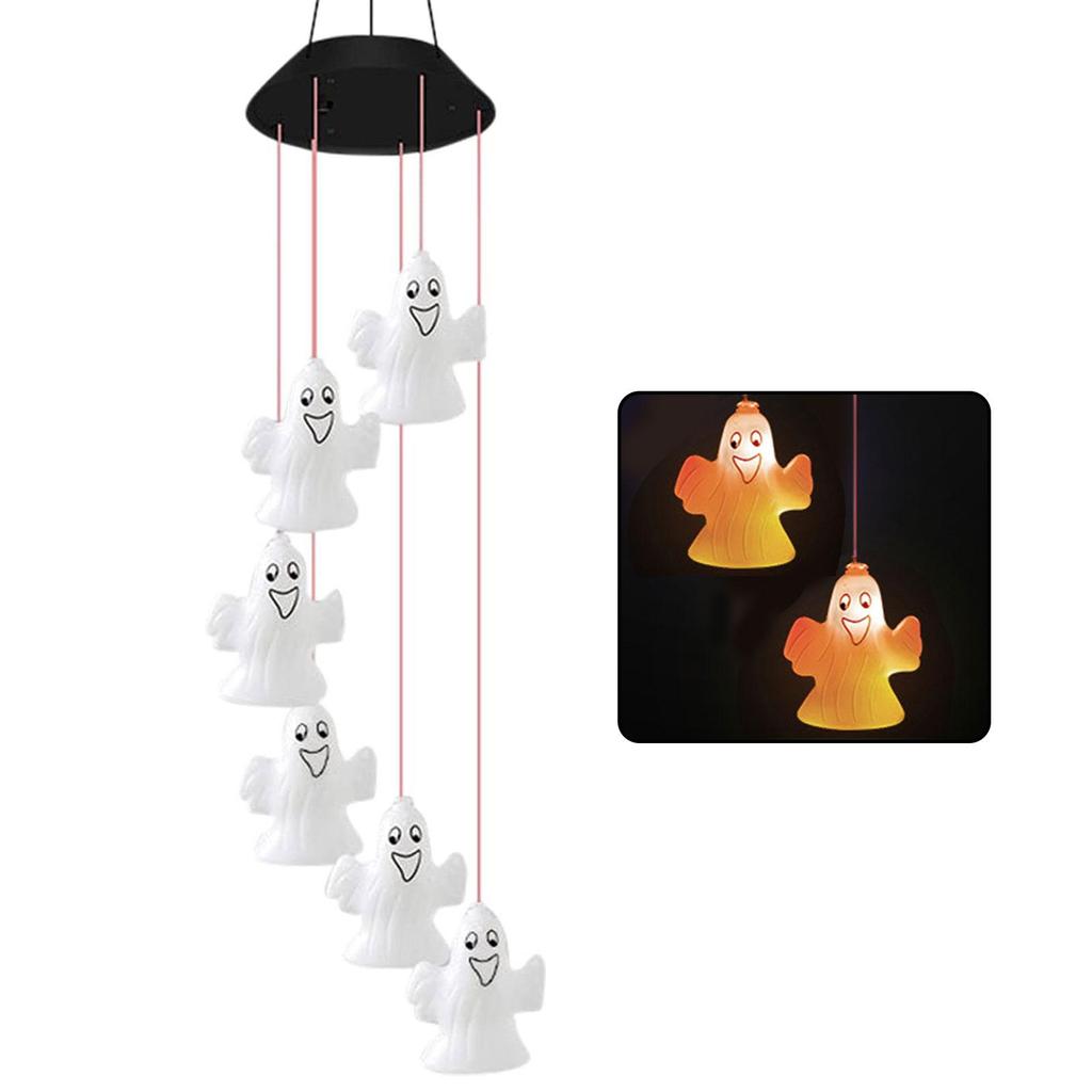 Buy LED Solar Halloween Wind Chime Light Outdoor Courtyard Skull