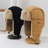 Unisex Winter Hats with Ear Flaps Cotton Trapper Hat Aviator Windproof Ski Cap Buckle Closure Ushanka Outdoor