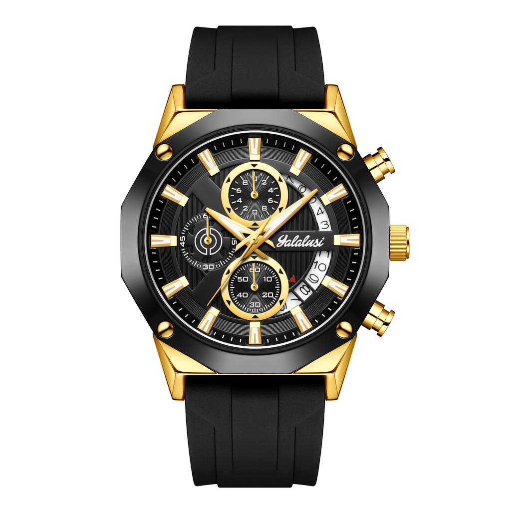 Multifunctional Quartz Men'S Watch Chronograph Silicone Strap Watch 913