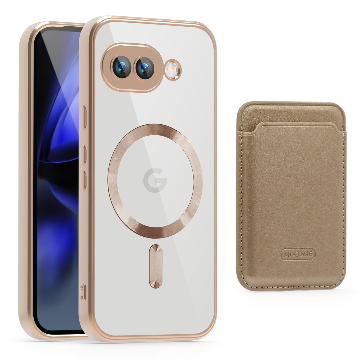 

For Google Pixel 9a Case Compatible with MagSafe TPU+PC Mobile Cover with Card Bag Gold