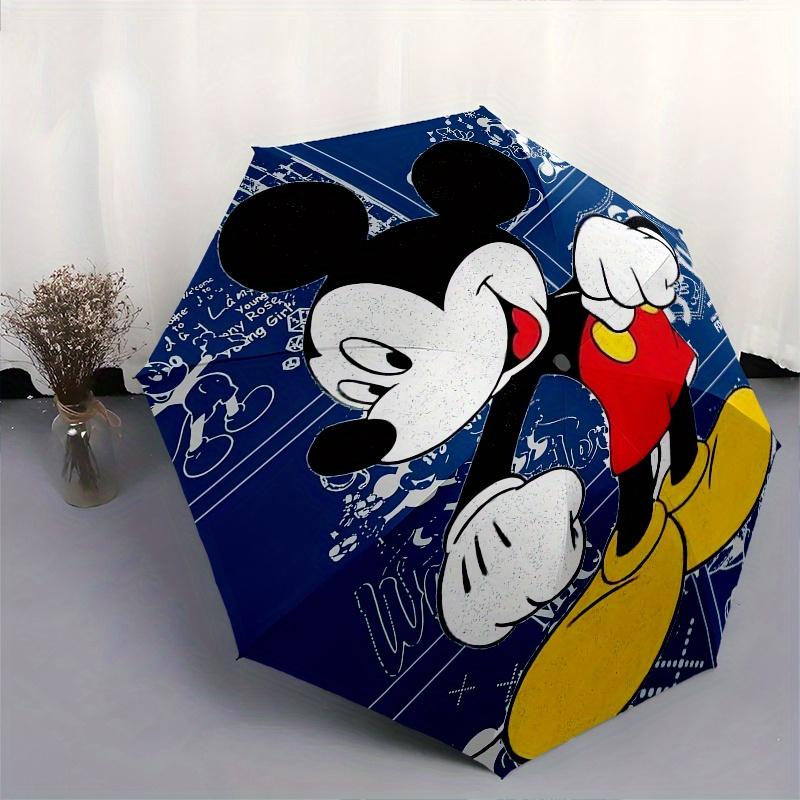 Mickey Mouse,Cartoon Automatic Folding Umbrella   Simple 8 Rib Design, Bright Cartoon Pattern, Durable Iron Frame, Suitable For Travel, Outd