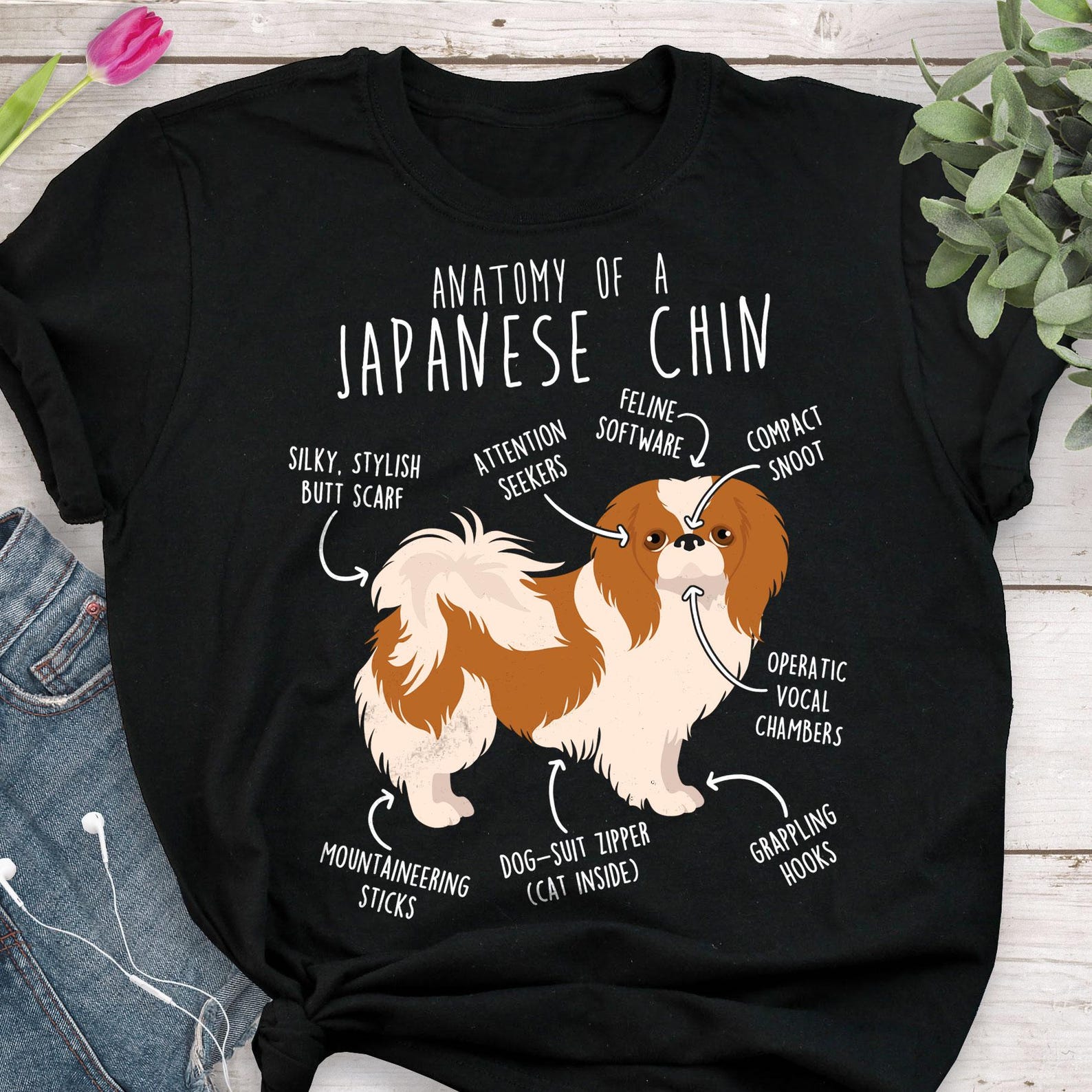 Red Japanese Chin Shirt, , , Cute Japanese Spaniel T-shirt, Funny Dog Lover Gift, Pet Tee, Dog Mom Top, Dog Dad, Brown and White 130