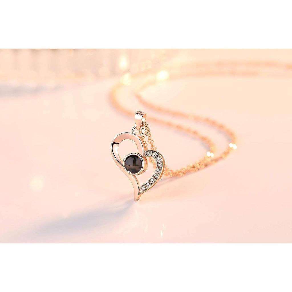 YouBella Jewellery 18k Rose Gold Plated I Love You In 100 Languages Heart Necklace Jewellery for Women and Girls
