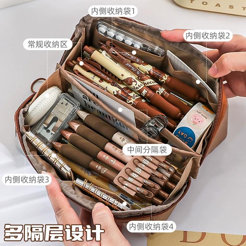 Large Capacity Pencil Case Multi-Layer Pencil Bag Stationery Pencil Bag Students Back To School Storage Bag Office Stationery