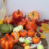 12pcs/set Halloween Foam Decor Set Simulated Small Pumpkin Maple Leaf Pinecone for Party Props Photo Shooting Home Decoration