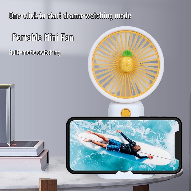 Rechargeable Cartoon Fruit Mini Desktop Fan - Portable, Long-Lasting Electric Fan