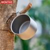Small Titanium Coffee Cup Double Layer Cup Outdoor Camping Tableware Anti scald strap handle Tea tasting cup