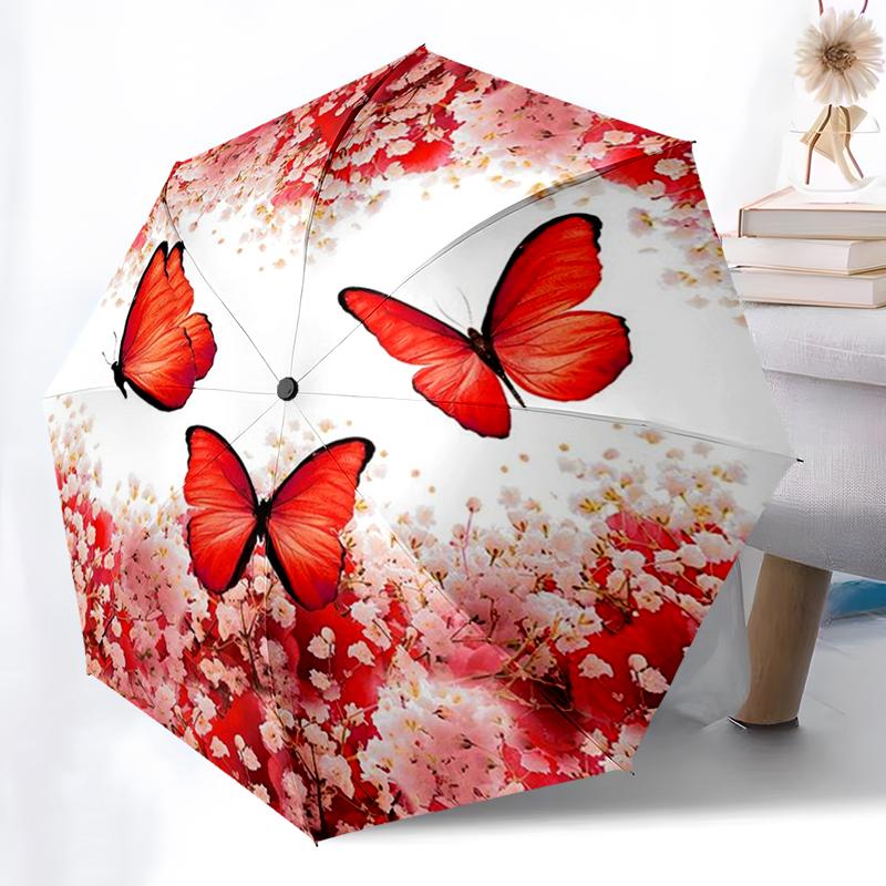 Colorful Butterfly Umbrella Automatic Open/close, Sturdy Iron Frame & 8-Rib Structure, Umbrella for Women & Men, Christmas Gifts