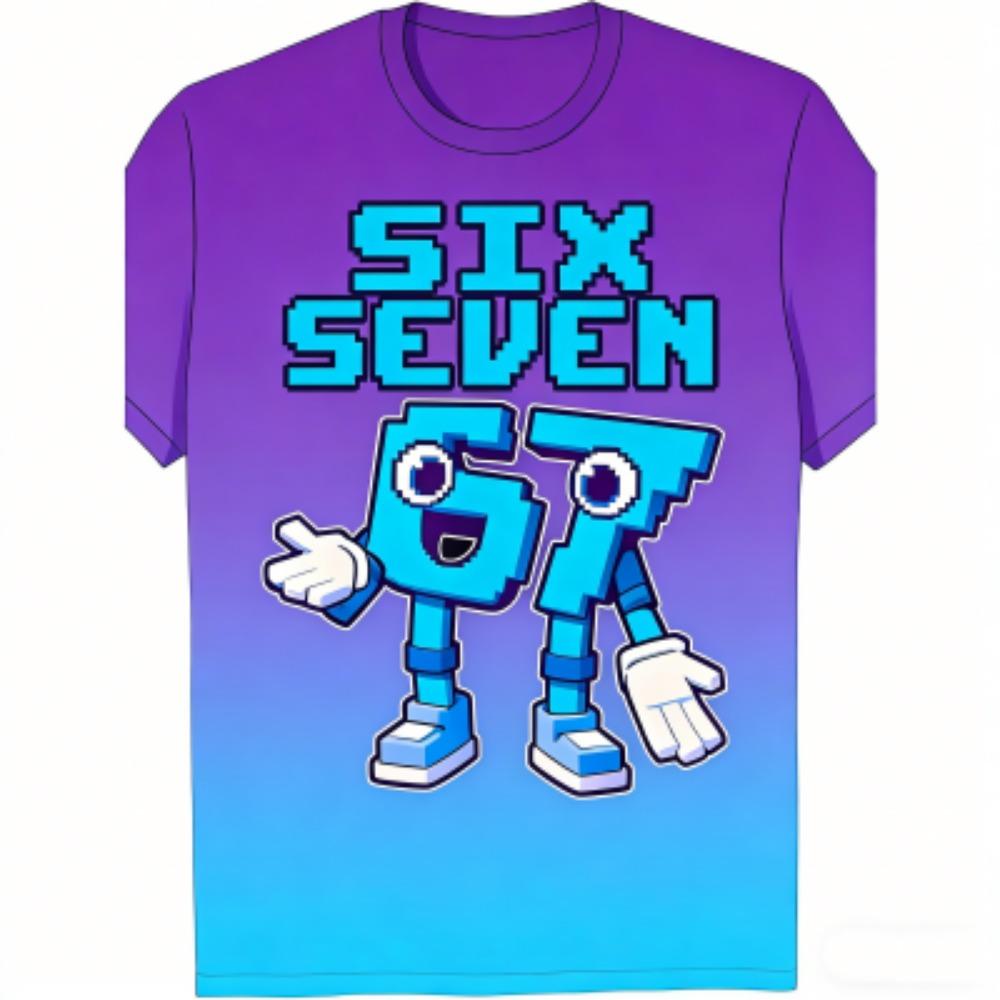 Sommer Mode Cartoon Sechs Sieben 67 Aufdruck Kinder T-Shirts Sommer Street Kurzarm Outdoor Freizeit Oberteile für Jungen und Mädchen T-Shirts Top