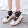 Damen Socken Lolita Stil Japanisch Kawaii Niedlich Rüschen Socken Einfarbig Weiß Schwarz Netzspitze Mädchen Süße Harajuku Kurze Socken