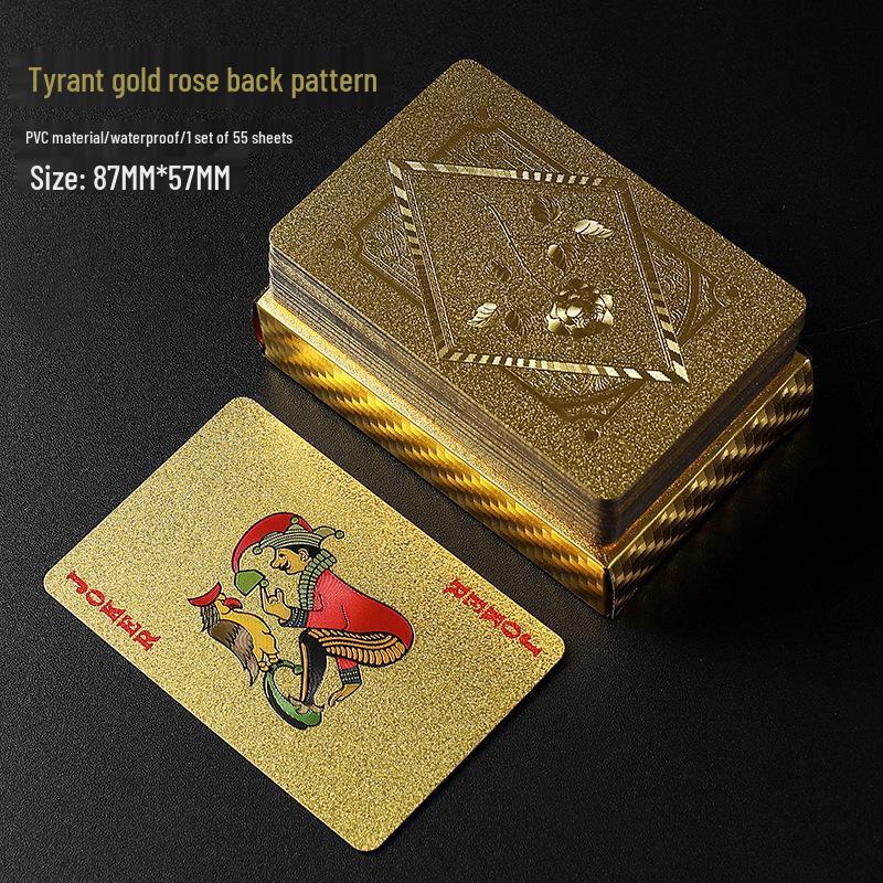 Luxury Gold PVC Playing Cards: Waterproof, Fold-Proof, Wear and Dirt Resistant, Washable.