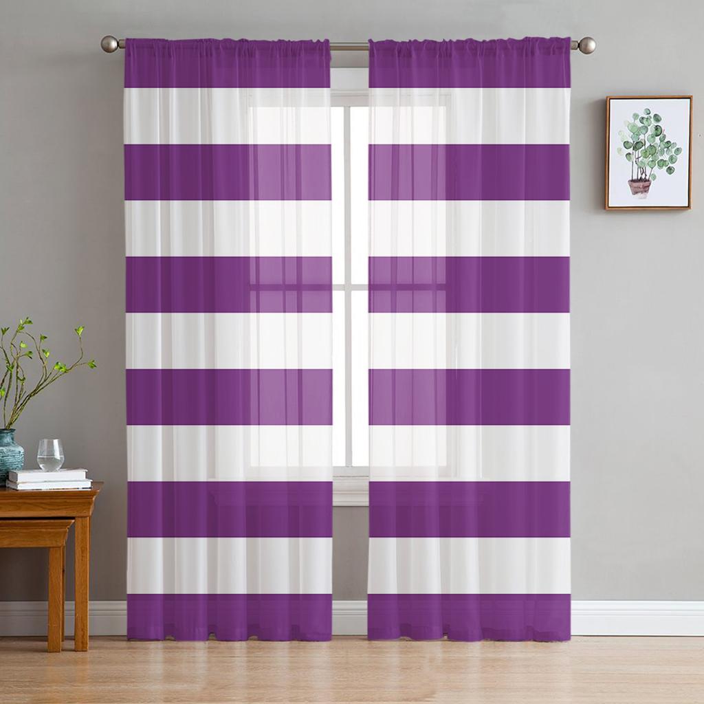 Indoor Tulle Curtains Pattern Texture Purple Girls Bedroom Exquisite Voile Curtain Living Room Kitchen Chiffon Fabric Curtains