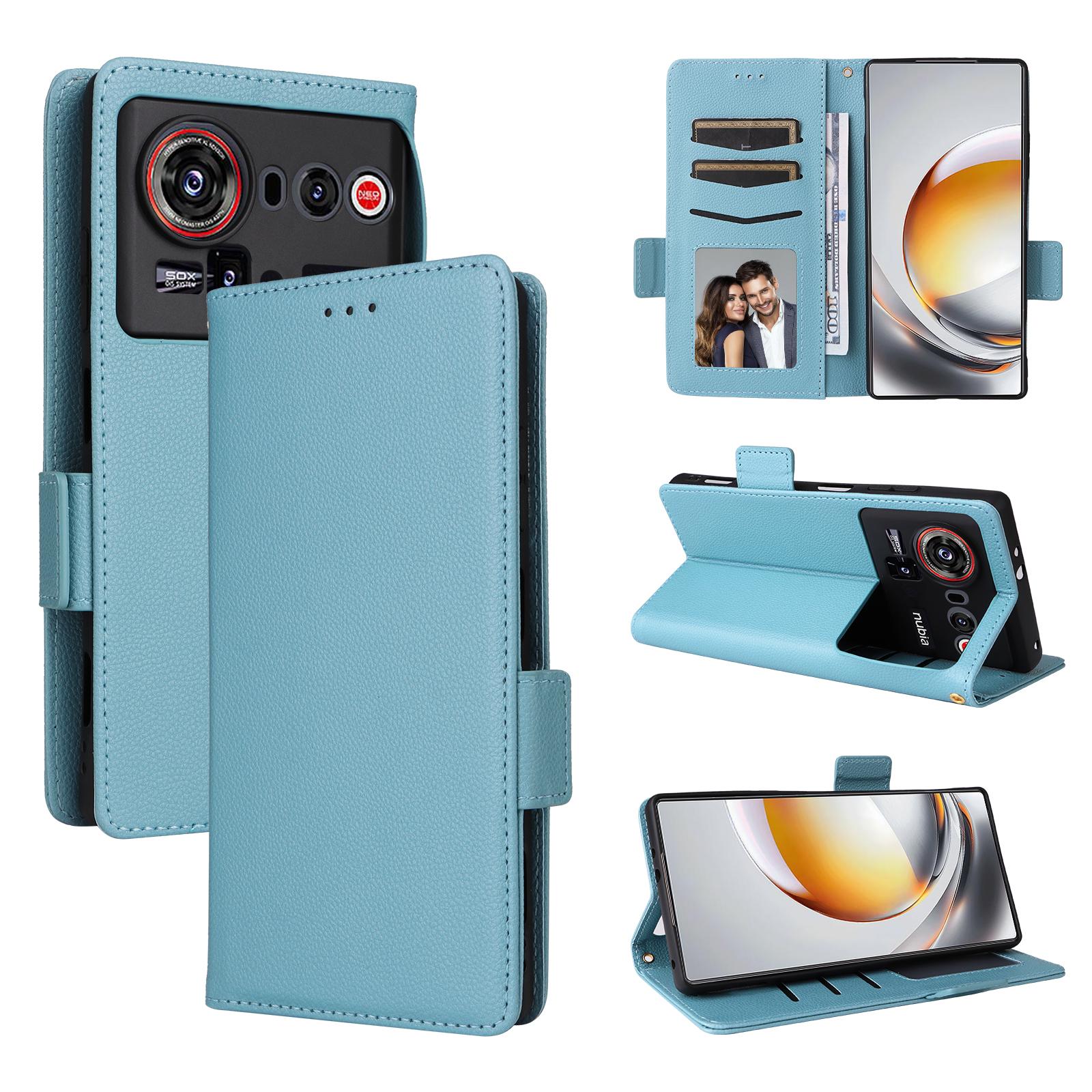 

Чохол-книжка для ZTE nubia Z80 Ultra зі Шкіри PU, Чохол для Телефону з Повноцінним Захистом [Захист від RFID] Чохол-Гаманець for ZTE nubia Z80 Ultra світло-синій колір