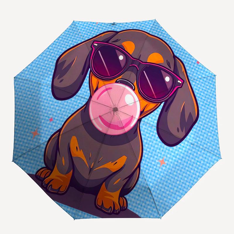 1pc Chibi Dachshund with Sunglasses and Bubble Gum Umbrella with Plastic Handle, Suitable for All Seasons Outdoor PT409